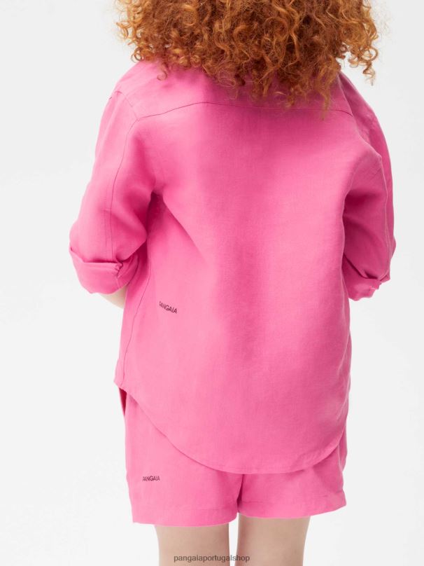 camisa manga longa de linho aloe crianças Pangaia JJJ8D583 flamingo rosa roupas