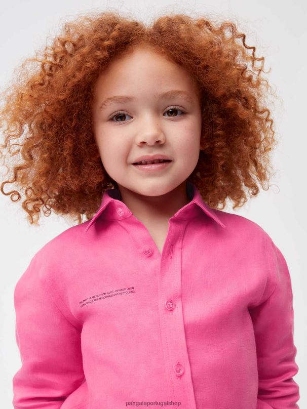 camisa manga longa de linho aloe crianças Pangaia JJJ8D583 flamingo rosa roupas
