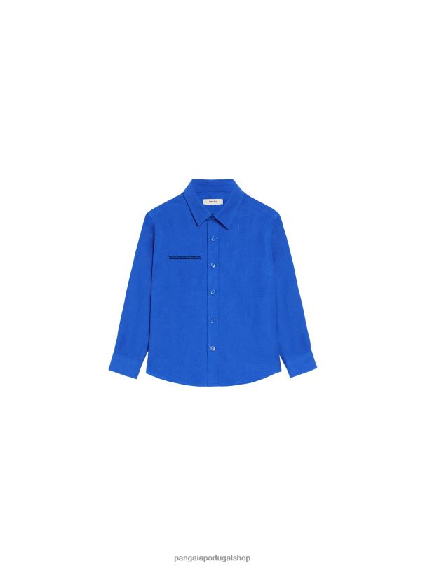 camisa manga longa de linho aloe crianças Pangaia JJJ8D586 azul cobalto roupas