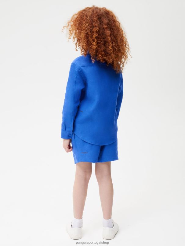 camisa manga longa de linho aloe crianças Pangaia JJJ8D586 azul cobalto roupas