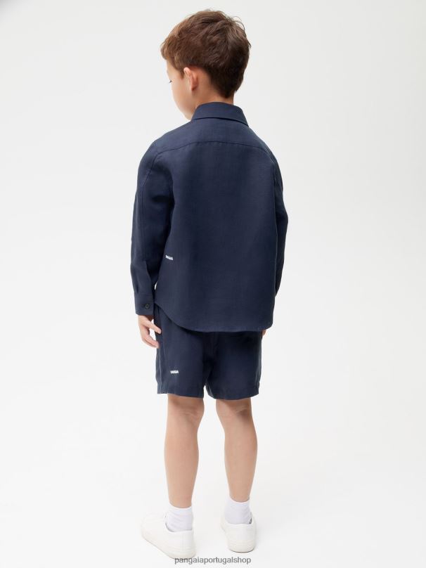 camisa manga longa de linho aloe crianças Pangaia JJJ8D588 azul-marinho roupas
