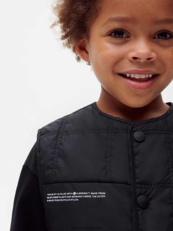 colete acolchoado flwrdwn crianças Pangaia JJJ8D653 preto roupas