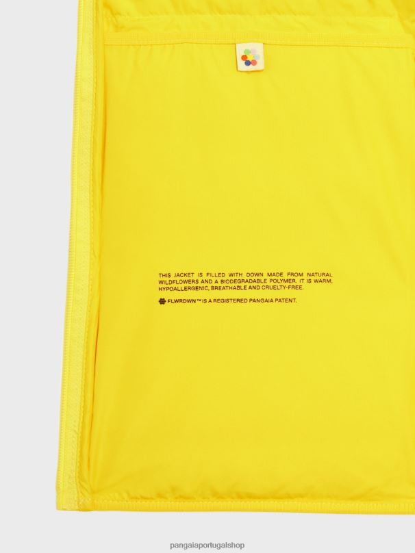 jaqueta puffer flwrdwn lite homens Pangaia JJJ8D537 amarelo açafrão roupas