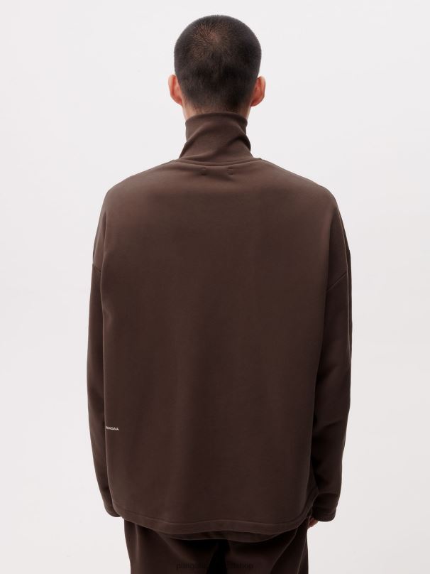 moletom pprmint com meio zíper homens Pangaia JJJ8D511 marrom castanho roupas