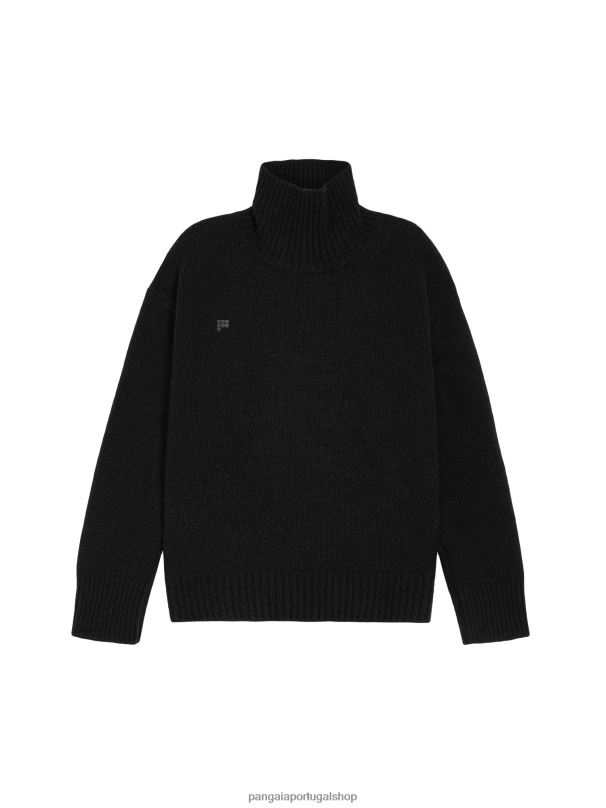 suéter de gola alta de caxemira reciclada homens Pangaia JJJ8D510 preto roupas