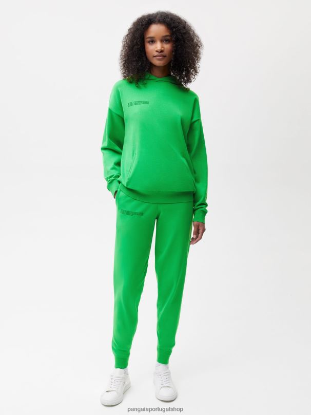 calça de malha de algodão orgânico mulheres Pangaia JJJ8D348 Jade verde roupas