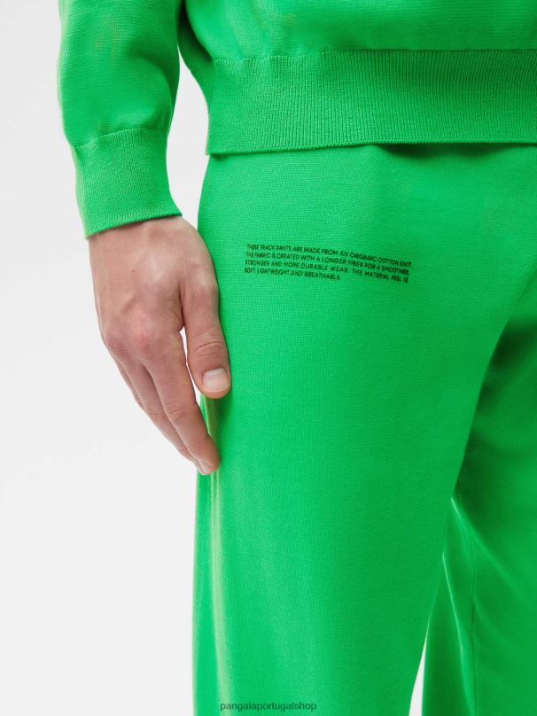 calça de malha de algodão orgânico mulheres Pangaia JJJ8D348 Jade verde roupas