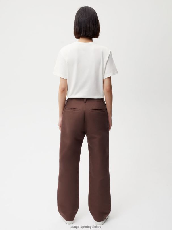 calça regular de algodão orgânico mulheres Pangaia JJJ8D375 marrom castanho roupas
