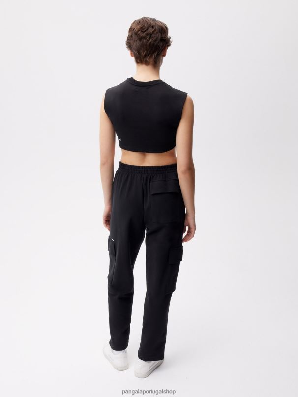 calças cargo de jérsei de algodão reciclado mulheres Pangaia JJJ8D337 preto roupas