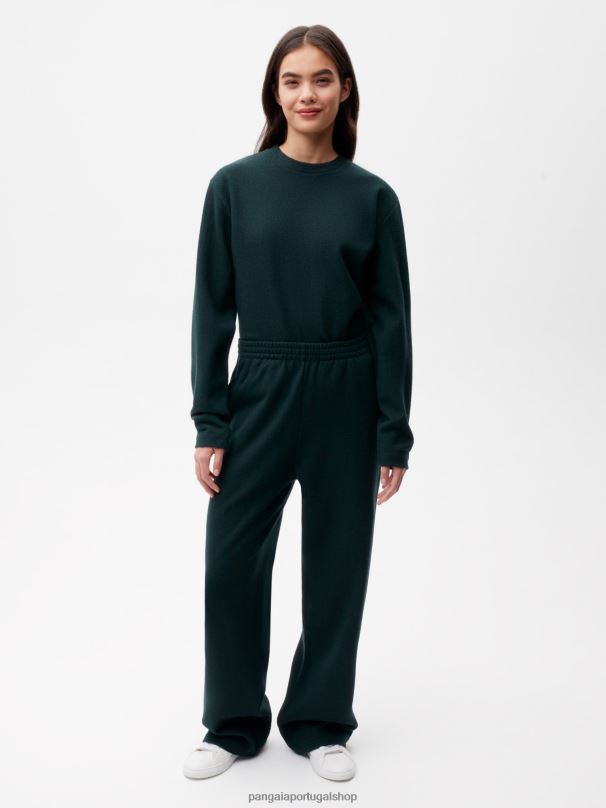 calças de corrida de perna solta de jérsei de lã reciclada mulheres Pangaia JJJ8D355 folhagem verde roupas