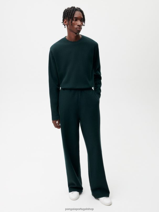 calças de corrida de perna solta de jérsei de lã reciclada mulheres Pangaia JJJ8D355 folhagem verde roupas