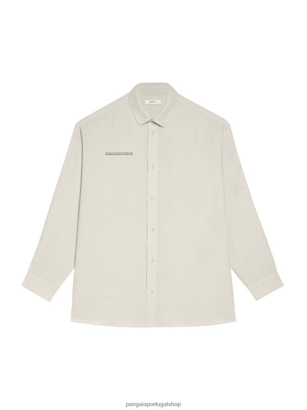 camisa de manga comprida com gola de linho aloe mulheres Pangaia JJJ8D392 calcário roupas