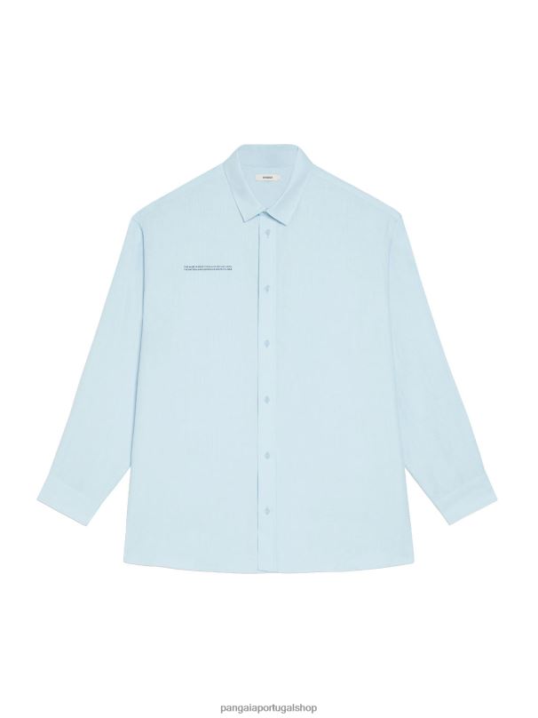 camisa de manga comprida com gola de linho aloe mulheres Pangaia JJJ8D395 bebê azul roupas