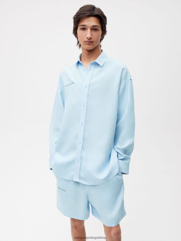 camisa de manga comprida com gola de linho aloe mulheres Pangaia JJJ8D395 bebê azul roupas