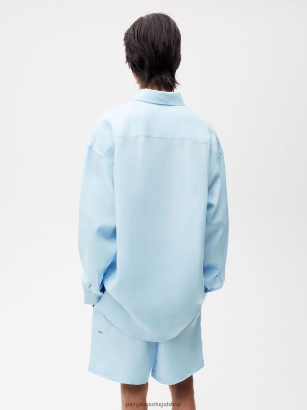 camisa de manga comprida com gola de linho aloe mulheres Pangaia JJJ8D395 bebê azul roupas