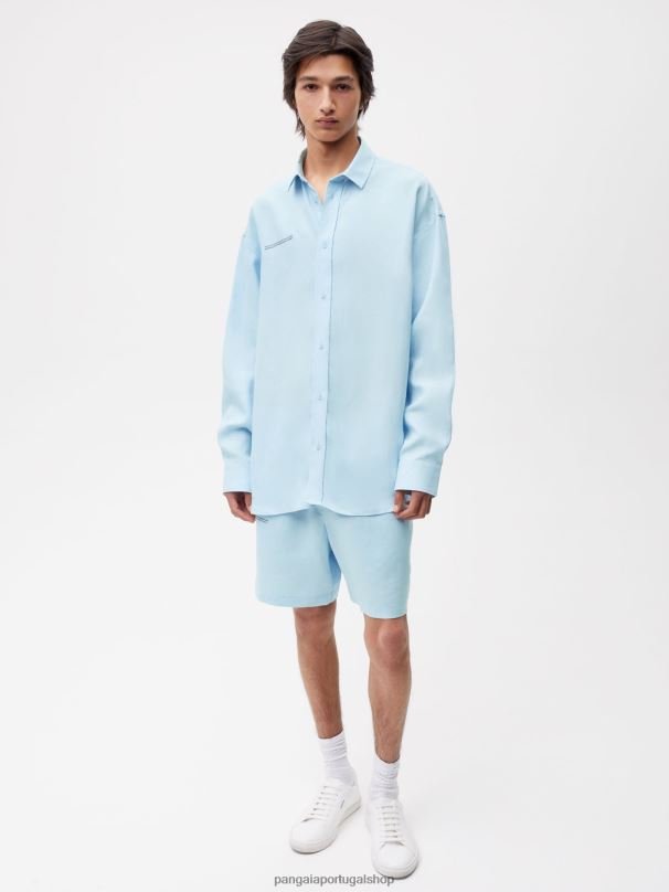 camisa de manga comprida com gola de linho aloe mulheres Pangaia JJJ8D395 bebê azul roupas