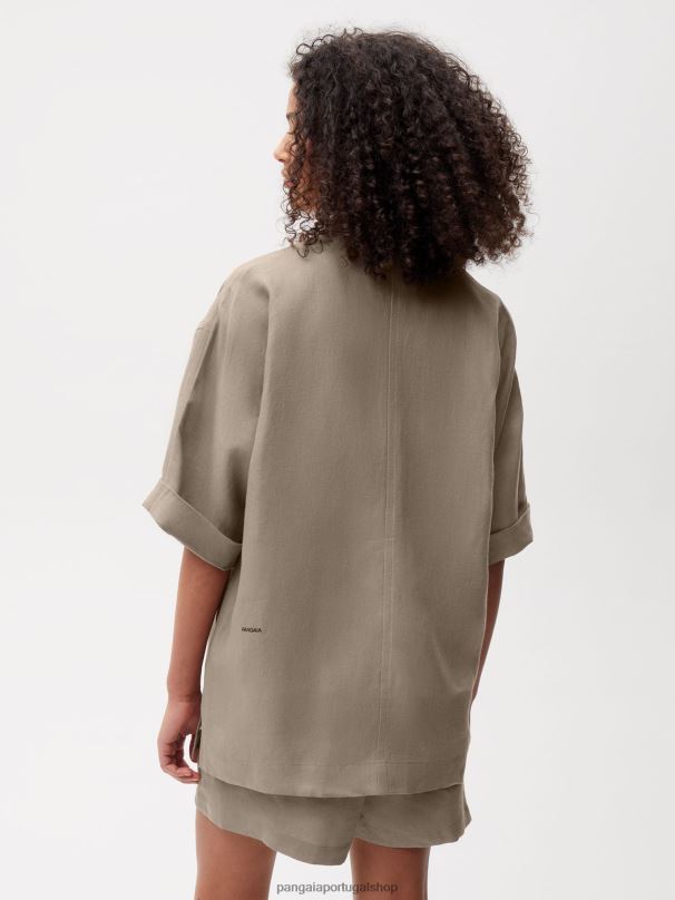 camisa de manga curta de linho aloe mulheres Pangaia JJJ8D396 cogumelo roupas