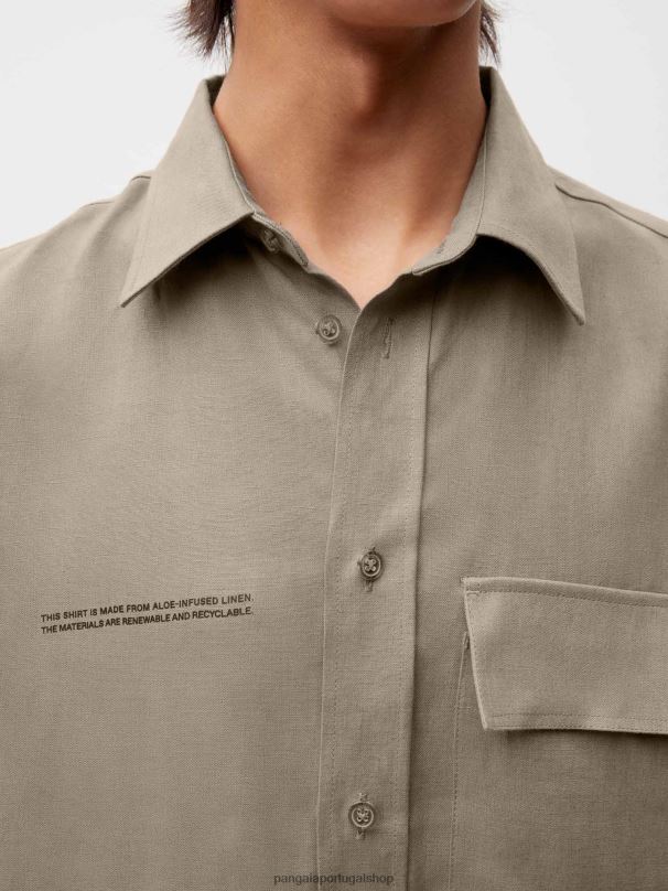 camisa de manga curta de linho aloe mulheres Pangaia JJJ8D396 cogumelo roupas