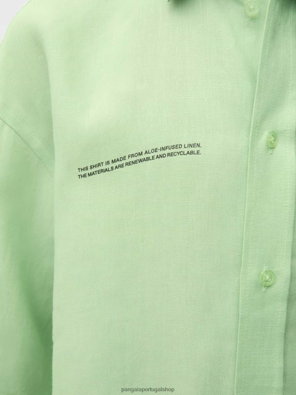 camisa de manga curta de linho aloe mulheres Pangaia JJJ8D399 pistache roupas
