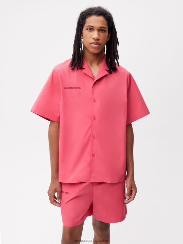camisa de manga curta de popeline de algodão orgânico mulheres Pangaia JJJ8D402 lótus rosa roupas