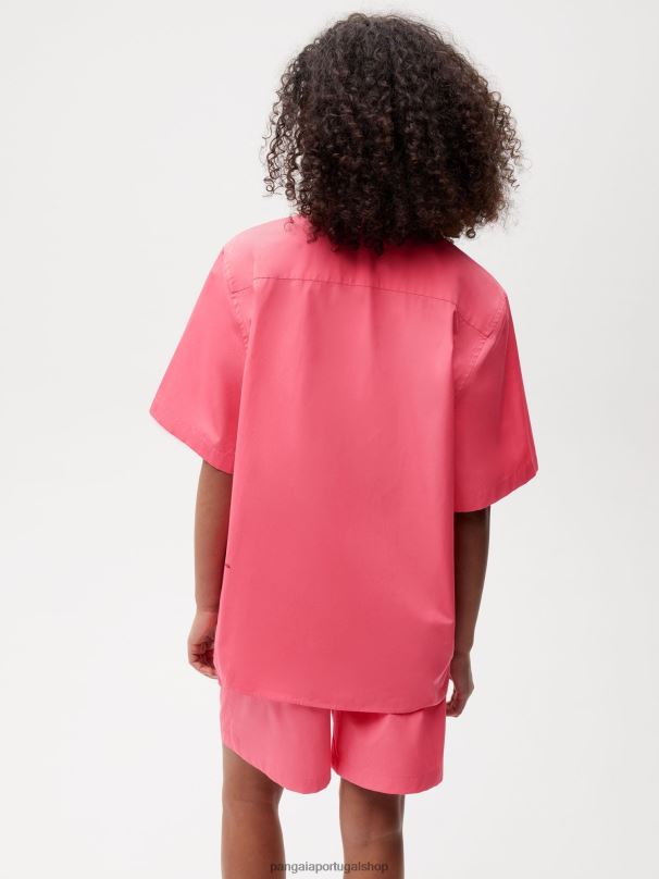 camisa de manga curta de popeline de algodão orgânico mulheres Pangaia JJJ8D402 lótus rosa roupas