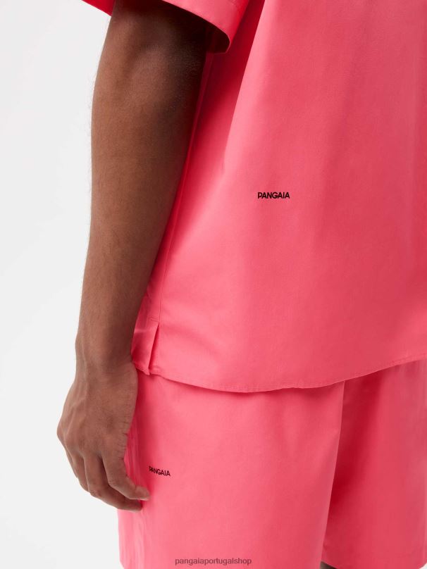 camisa de manga curta de popeline de algodão orgânico mulheres Pangaia JJJ8D402 lótus rosa roupas