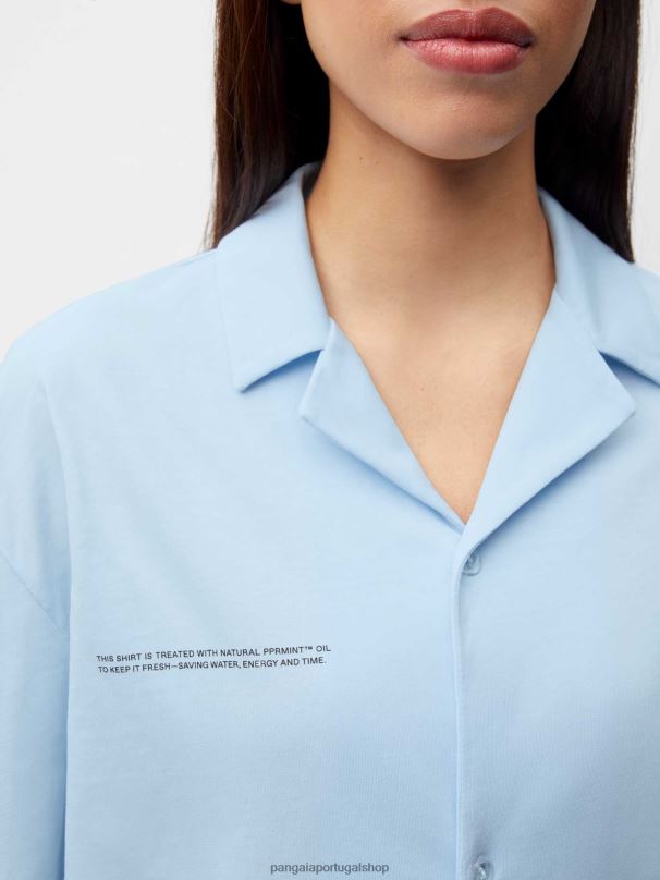 camisa de pijama de algodão orgânico mulheres Pangaia JJJ8D437 pedra da lua azul roupas