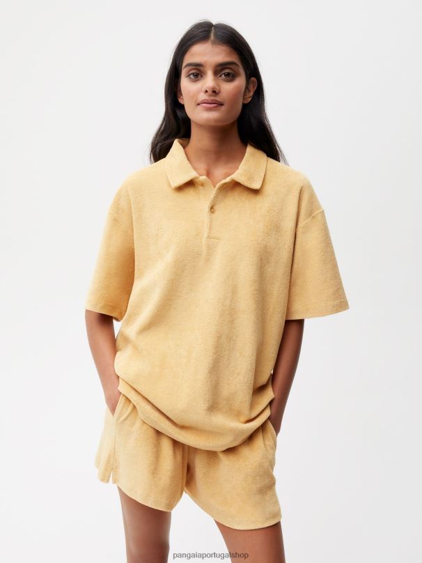 camisa pólo toalha mulheres Pangaia JJJ8D401 areia escura roupas