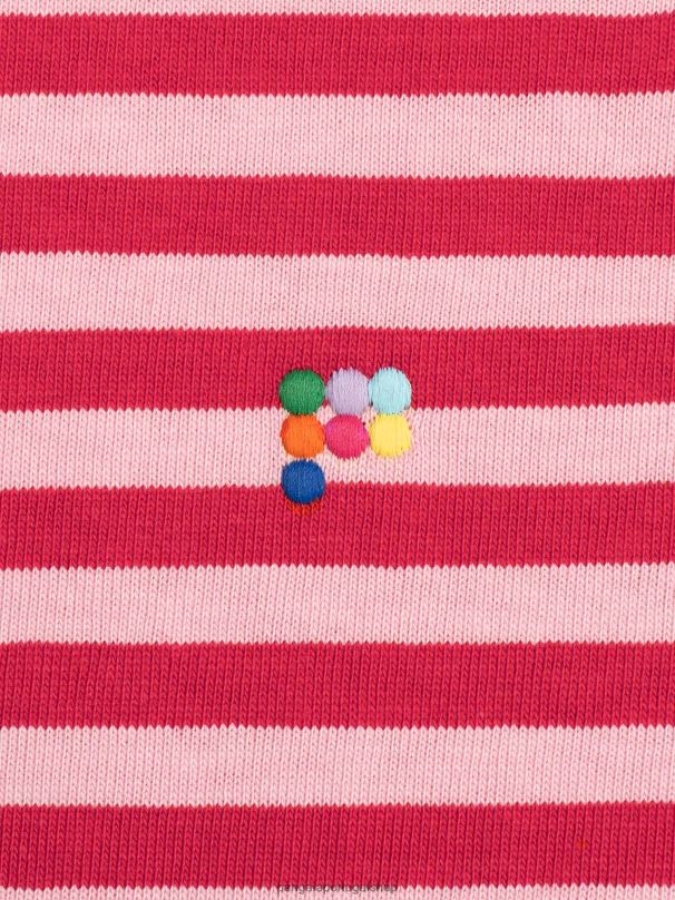 camiseta boxy com listras de algodão reciclado mulheres Pangaia JJJ8D207 jaspe vermelho roupas