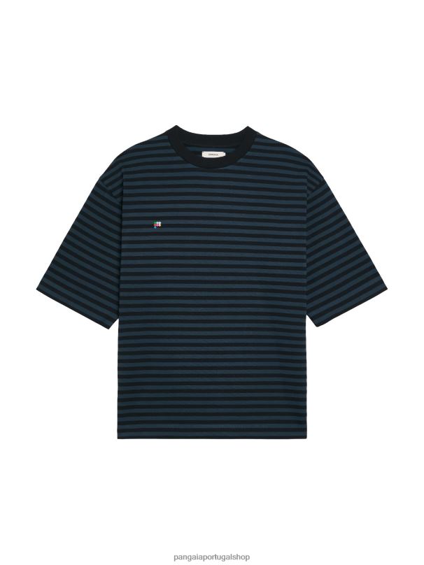 camiseta boxy com listras de algodão reciclado mulheres Pangaia JJJ8D209 preto roupas