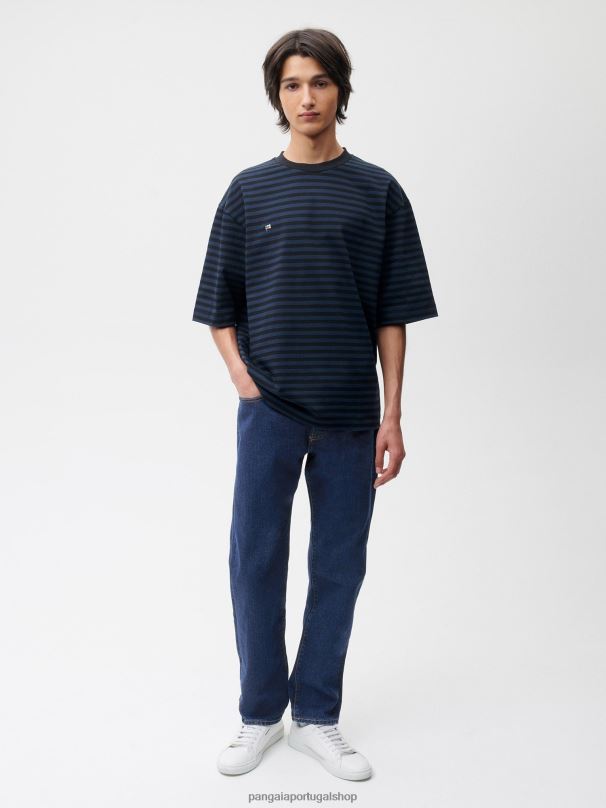 camiseta boxy com listras de algodão reciclado mulheres Pangaia JJJ8D209 preto roupas