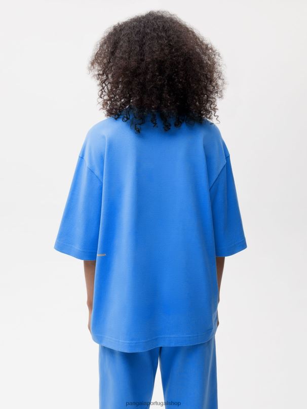 camiseta boxy de algodão em conversão mulheres Pangaia JJJ8D173 água azul roupas