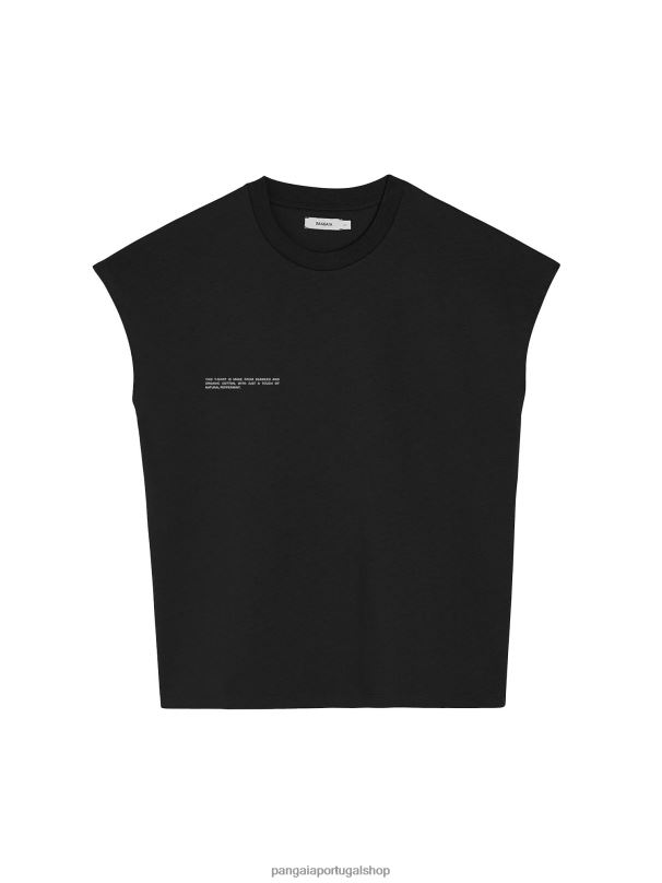 camiseta de ombro curto de algodão orgânico com núcleo de fibra c mulheres Pangaia JJJ8D161 preto roupas