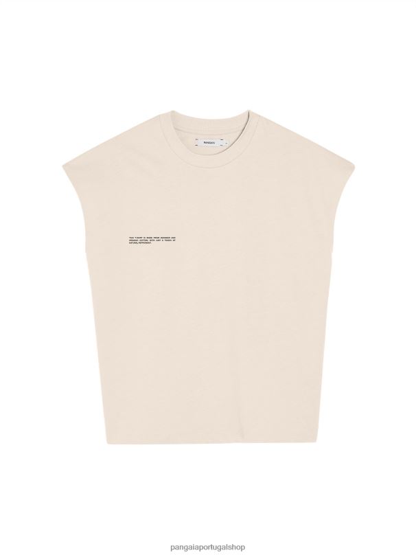 camiseta de ombro curto de algodão orgânico com núcleo de fibra c mulheres Pangaia JJJ8D174 areia roupas