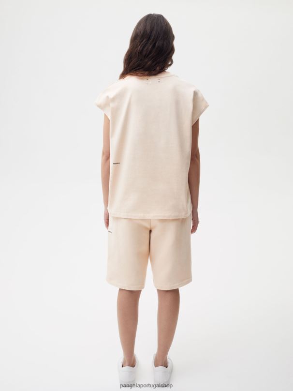 camiseta de ombro curto de algodão orgânico com núcleo de fibra c mulheres Pangaia JJJ8D174 areia roupas