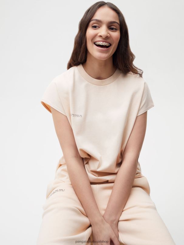 camiseta de ombro curto de algodão orgânico com núcleo de fibra c mulheres Pangaia JJJ8D174 areia roupas