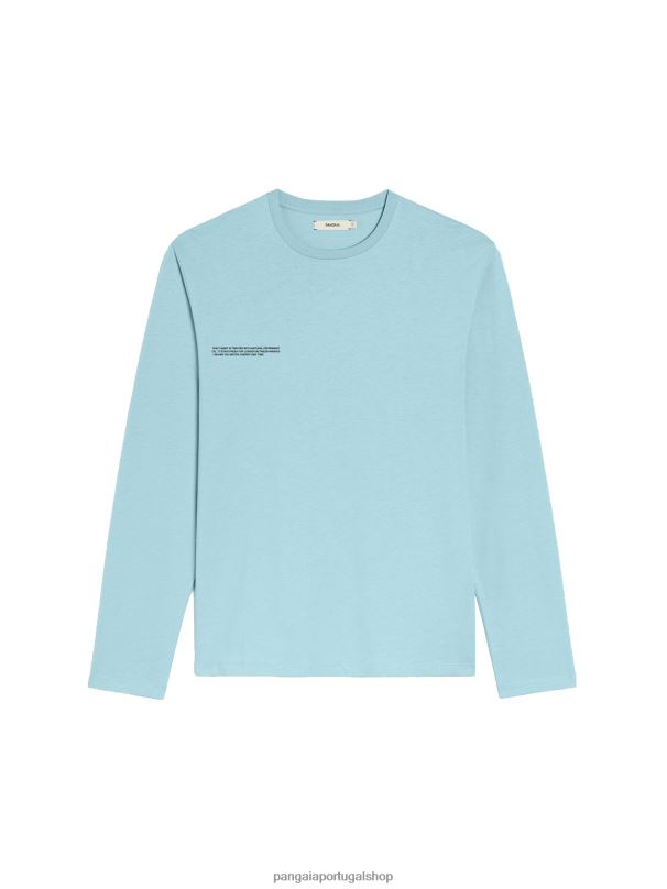 núcleo de camiseta de manga longa de algodão orgânico pprmint mulheres Pangaia JJJ8D213 azul celeste roupas