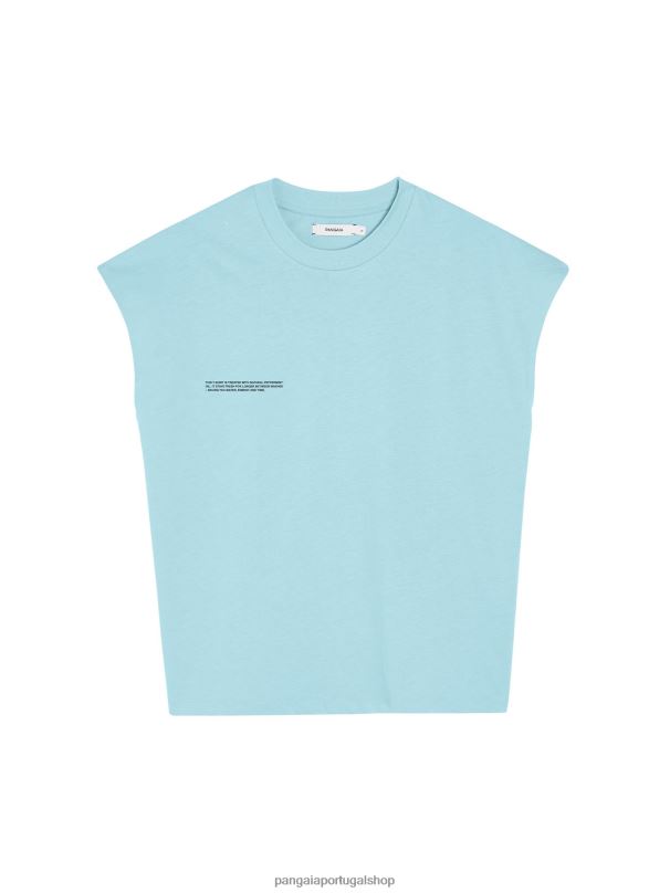 núcleo de camiseta de ombro curto de algodão orgânico pprmint mulheres Pangaia JJJ8D180 azul celeste roupas