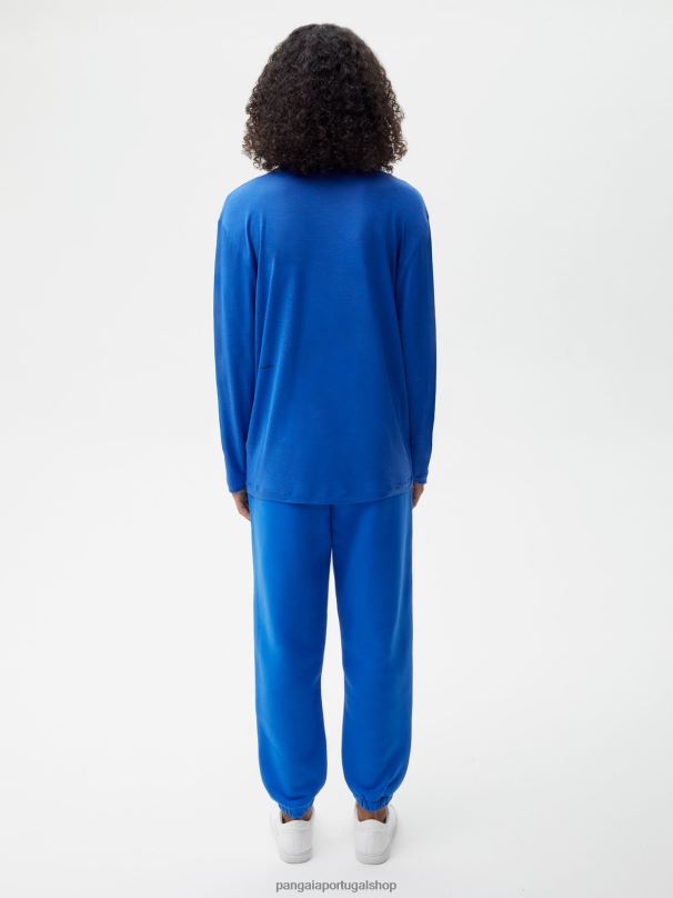 t-shirt de manga comprida c - fibra pura mulheres Pangaia JJJ8D203 azul cobalto roupas