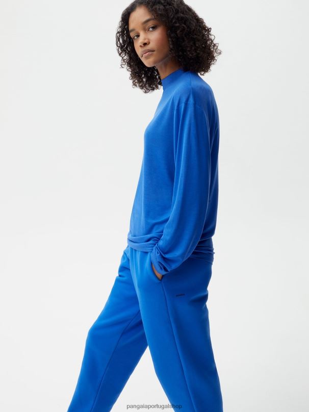 t-shirt de manga comprida c - fibra pura mulheres Pangaia JJJ8D203 azul cobalto roupas