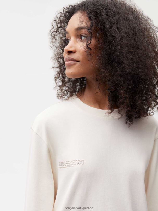 t-shirt de manga comprida de algodão em conversão mulheres Pangaia JJJ8D130 algodão branco roupas