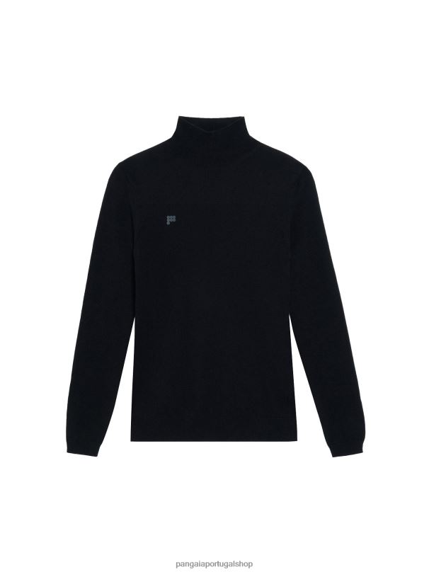 blusa de gola alta justa de caxemira reciclada mulheres Pangaia JJJ8D104 preto roupas