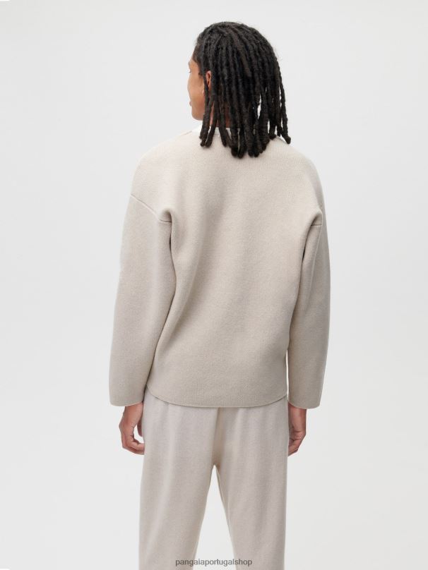 cardigã de caxemira reciclado mulheres Pangaia JJJ8D103 aveia roupas