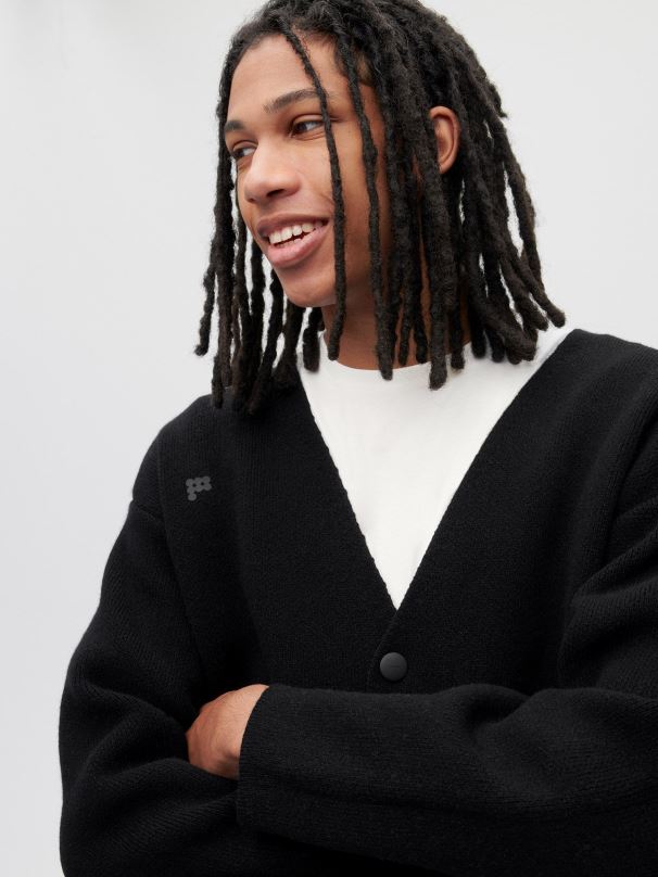 cardigã de caxemira reciclado mulheres Pangaia JJJ8D84 preto roupas