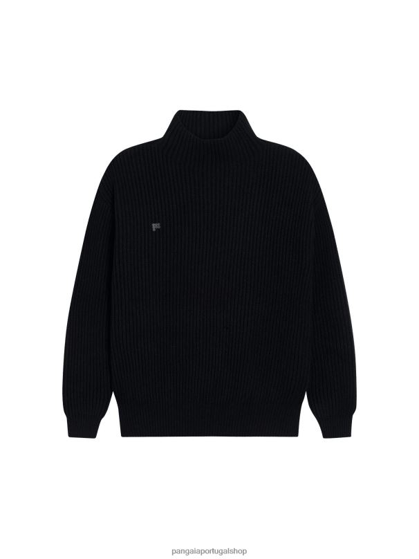 funil de caxemira reciclada - suéter de pescoço mulheres Pangaia JJJ8D101 preto roupas