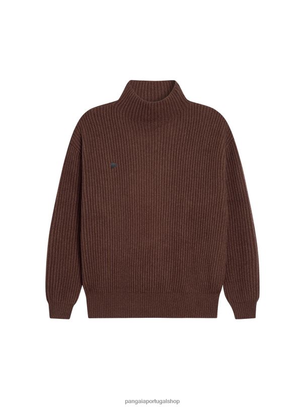 funil de caxemira reciclada - suéter de pescoço mulheres Pangaia JJJ8D87 marrom castanho roupas