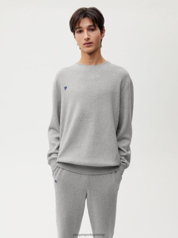 moletom de cashmere reciclado mulheres Pangaia JJJ8D113 melange cinza claro roupas