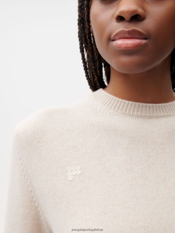 moletom de cashmere reciclado mulheres Pangaia JJJ8D117 aveia roupas