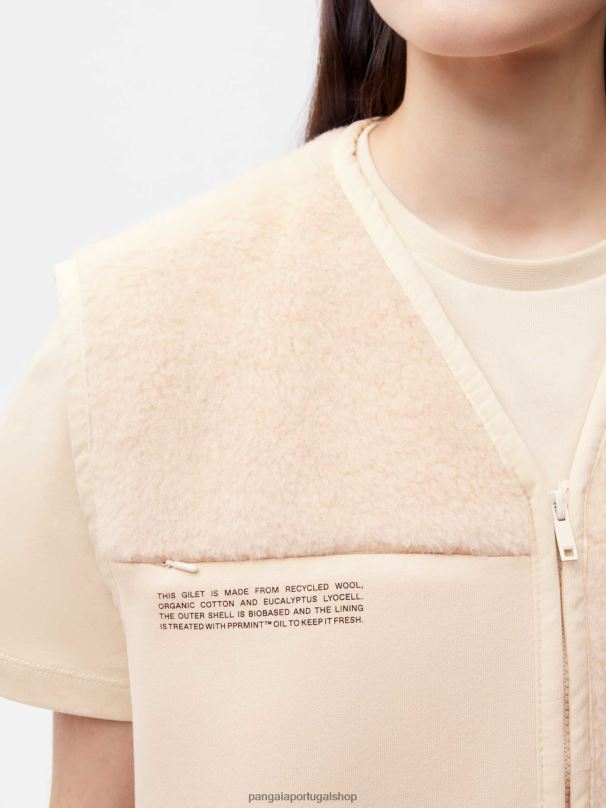 colete de lã reciclada mulheres Pangaia JJJ8D444 areia roupas