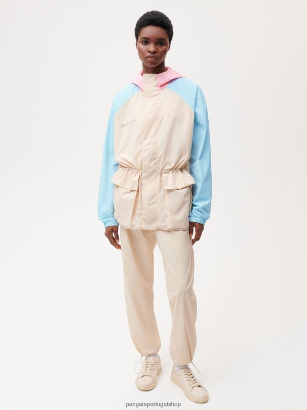 jaqueta de bloco de cor de nylon reciclado mulheres Pangaia JJJ8D474 areia roupas
